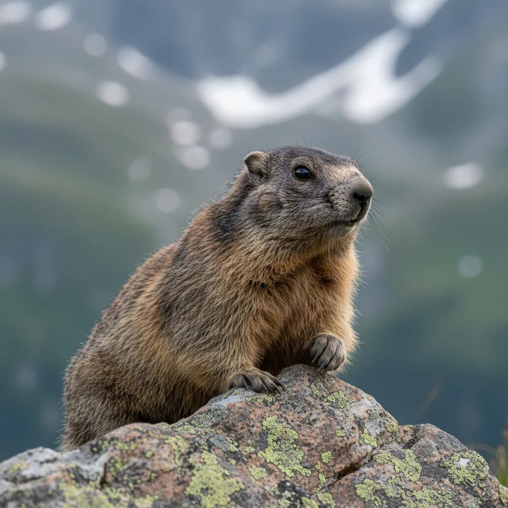 Marmotte des Alpes dans un pâturage du Val d'Hérens, Arolla