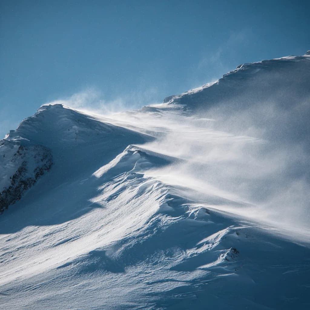 Cime enneigée au-dessus d’Arolla dans la lumière froide de l’hiver